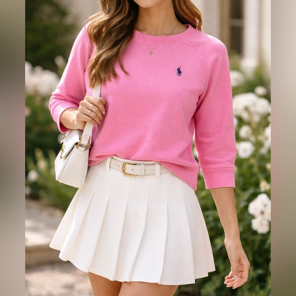 Ralph Lauren Sweaters - Polo Ralph Lauren Pink Crewneck Sweatshirt Pony Logo 3/4 Sleeve Size S